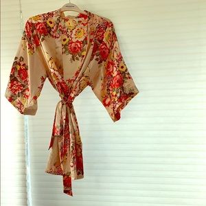 Floral silk robe
